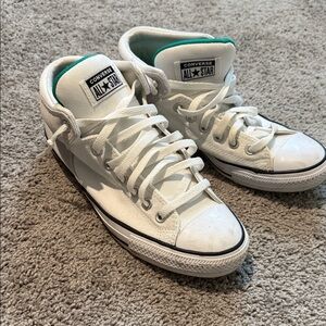 Converse All Star White High-Tops with Green Accents